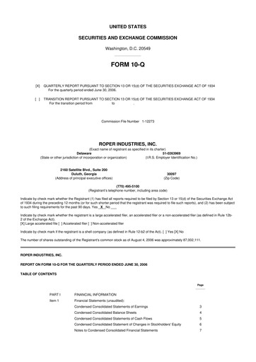 Thumbnail Roper Technologies 10-Q Quarterly Report FY 