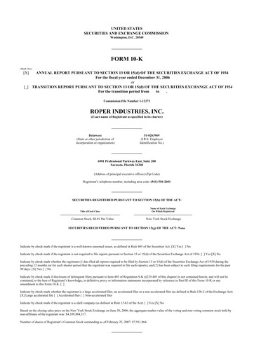 Vorschaubild Roper Technologies 10-K Jahresbericht 