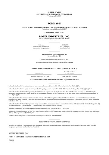 Vorschaubild Roper Technologies 10-K Jahresbericht 