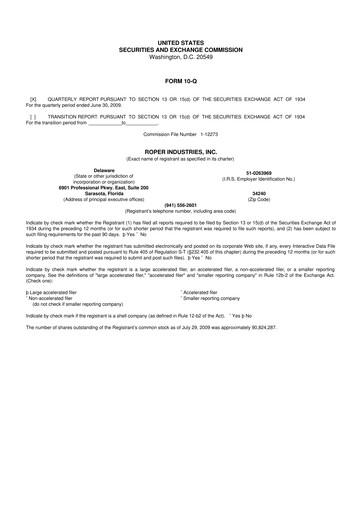 Thumbnail Roper Technologies 10-Q Quarterly Report FY 