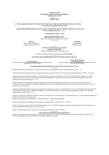 Vorschaubild Roper Technologies 10-K Jahresbericht 