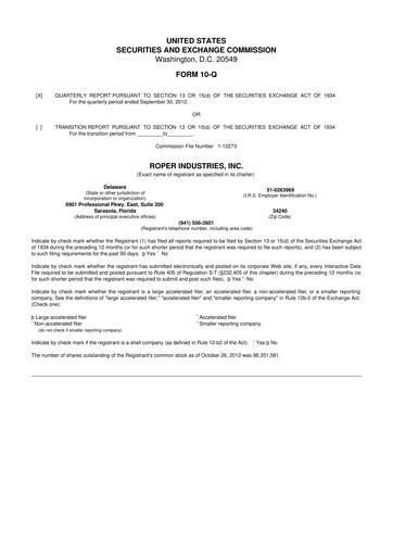 Thumbnail Roper Technologies 10-Q Quarterly Report FY2012 