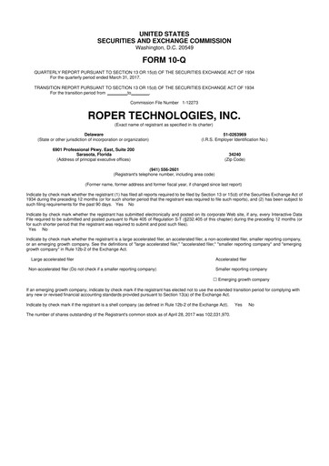 Thumbnail Roper Technologies 10-Q Quarterly Report FY2017 