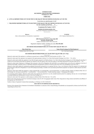 Vorschaubild Roper Technologies 10-K Jahresbericht 2017