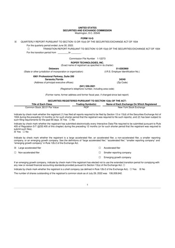 Thumbnail Roper Technologies 10-Q Quarterly Report FY2022 