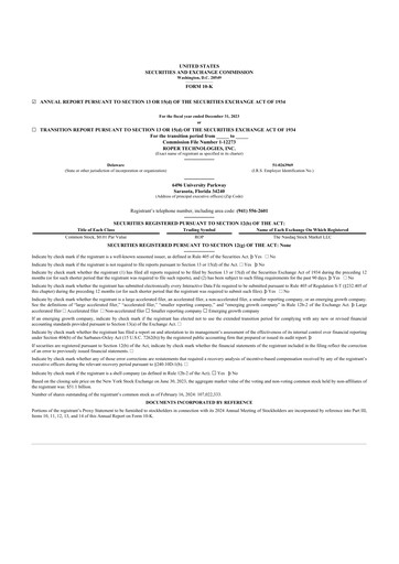 Vorschaubild Roper Technologies 10-K Jahresbericht 2023