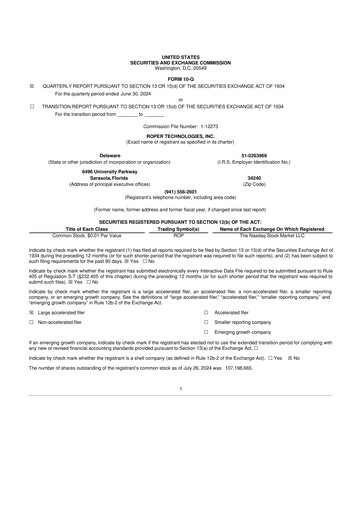 Thumbnail Roper Technologies 10-Q Quarterly Report FY2024 
