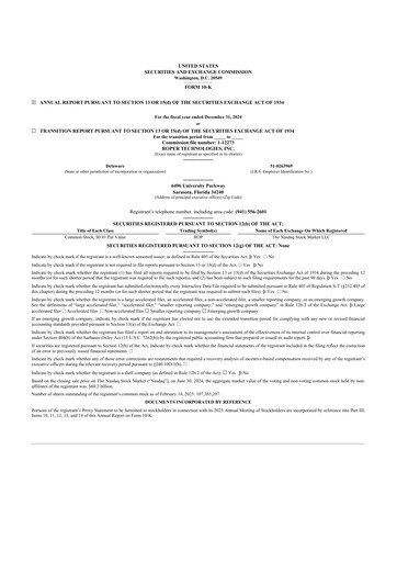 Vorschaubild Roper Technologies 10-K Jahresbericht 2024