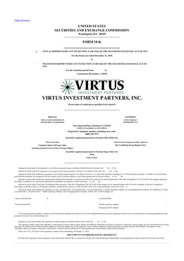 Thumbnail Virtus Investment Partners 10-K Annual Report 2018