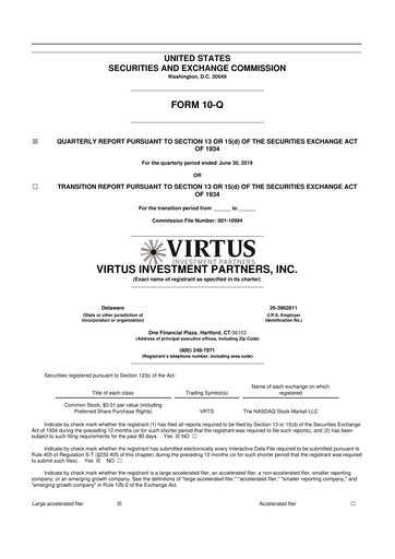 Thumbnail Virtus Investment Partners 10-Q Quarterly Report FY2019 