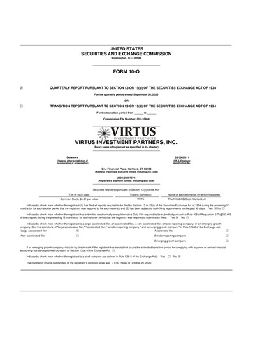 Thumbnail Virtus Investment Partners 10-Q Quarterly Report FY2020 