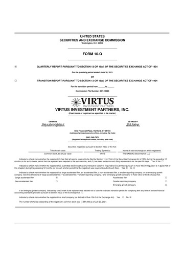 Thumbnail Virtus Investment Partners 10-Q Quarterly Report FY2021 