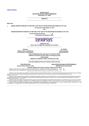 Thumbnail Synopsys 10-K Annual Report 2014