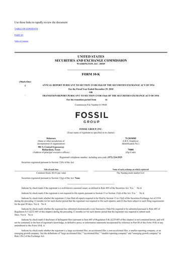 Thumbnail Fossil Group 10-K Annual Report 2018