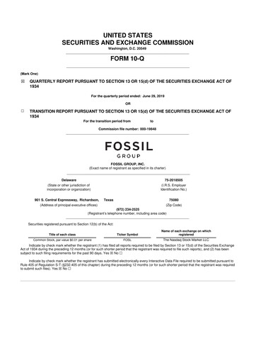 Thumbnail Fossil Group 10-Q Quarterly Report FY2019 