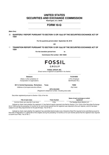 Thumbnail Fossil Group 10-Q Quarterly Report FY2019 