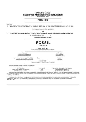 Thumbnail Fossil Group 10-Q Quarterly Report FY2022 