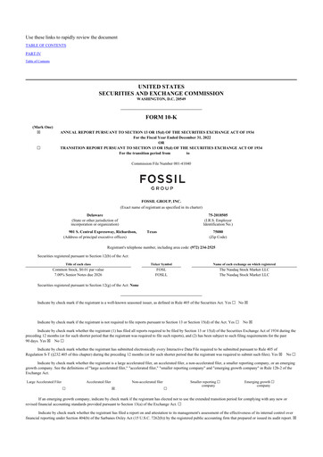 Thumbnail Fossil Group 10-K Annual Report 2022