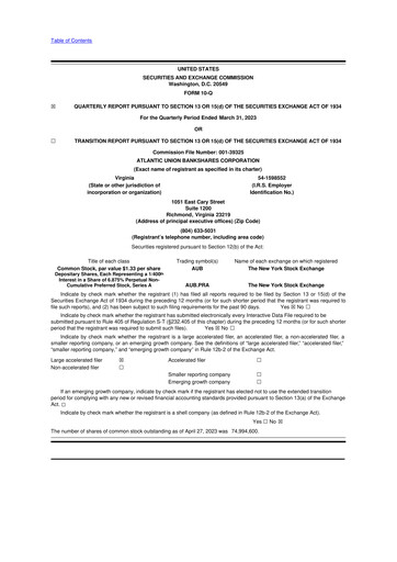 Vorschaubild Atlantic Union Bankshares 10-Q Quartalsbericht 2023 