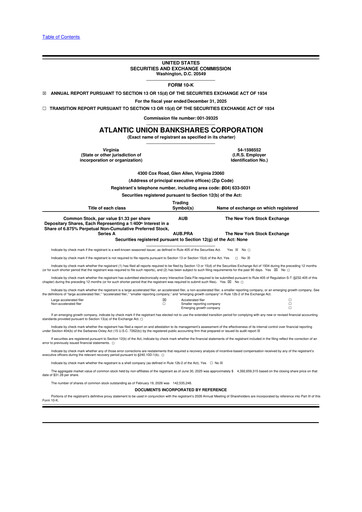 Thumbnail Atlantic Union Bankshares 10-K Annual Report 2025