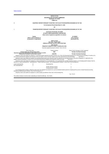 Thumbnail Atlantic Union Bankshares 10-Q Quarterly Report FY 