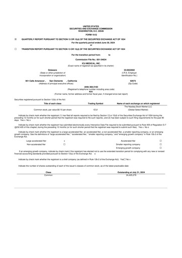 Miniature ICU Medical
 10-Q Rapport trimestriel 2024 