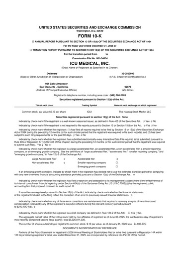 Miniature ICU Medical
 10-K Rapport annuel 2025