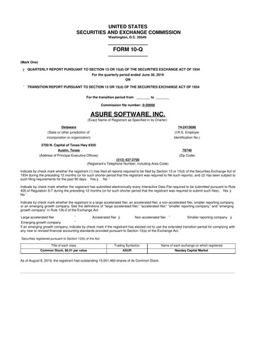 Thumbnail Asure Software
 10-Q Quarterly Report FY 