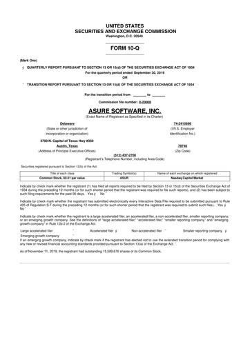 Thumbnail Asure Software
 10-Q Quarterly Report FY 