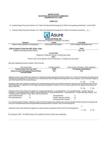 Thumbnail Asure Software
 10-Q Quarterly Report FY 