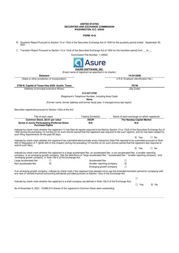 Thumbnail Asure Software
 10-Q Quarterly Report FY 