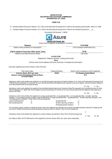 Thumbnail Asure Software
 10-Q Quarterly Report FY 