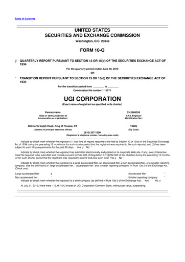 Thumbnail UGI Corporation
 10-Q Quarterly Report FY2012 