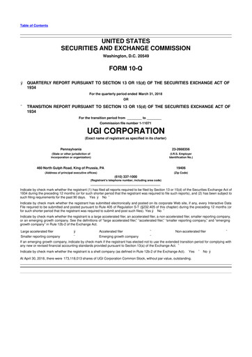 Thumbnail UGI Corporation
 10-Q Quarterly Report FY2018 