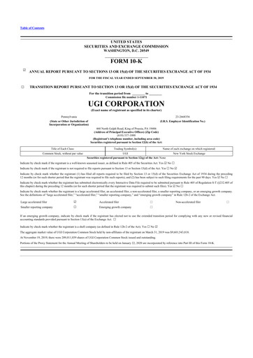 Thumbnail UGI Corporation
 10-K Annual Report 2019