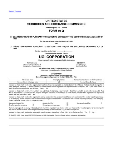 Thumbnail UGI Corporation
 10-Q Quarterly Report FY2021 