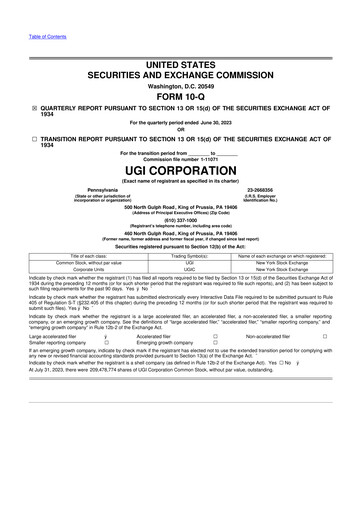 Thumbnail UGI Corporation
 10-Q Quarterly Report FY2023 