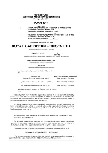 Vorschaubild Royal Caribbean Group 10-K Jahresbericht 