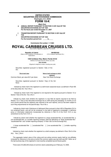 Vorschaubild Royal Caribbean Group 10-K Jahresbericht 
