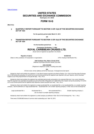 Thumbnail Royal Caribbean Group 10-Q Quarterly Report FY2015 