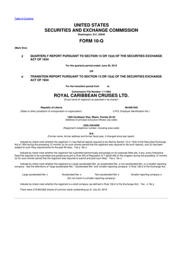 Thumbnail Royal Caribbean Group 10-Q Quarterly Report FY2015 