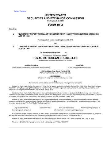 Thumbnail Royal Caribbean Group 10-Q Quarterly Report FY2017 