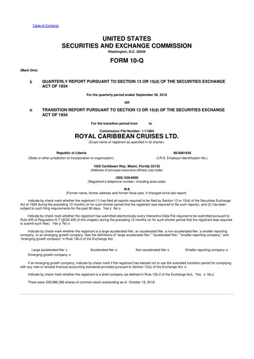 Thumbnail Royal Caribbean Group 10-Q Quarterly Report FY2018 