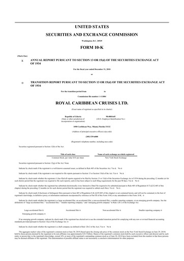 Thumbnail Royal Caribbean Group 10-K Annual Report 2018