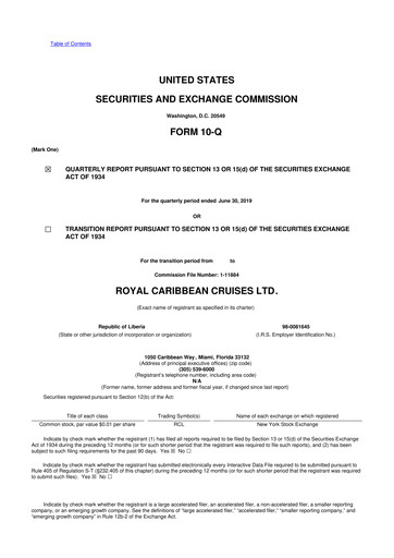 Thumbnail Royal Caribbean Group 10-Q Quarterly Report FY2019 