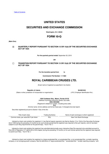 Thumbnail Royal Caribbean Group 10-Q Quarterly Report FY2019 