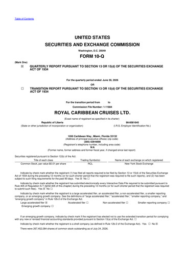 Thumbnail Royal Caribbean Group 10-Q Quarterly Report FY2026 