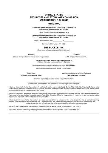 Thumbnail Buckle
 10-Q Quarterly Report FY2015 