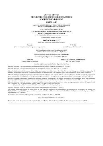 Thumbnail Buckle
 10-K Annual Report 2015