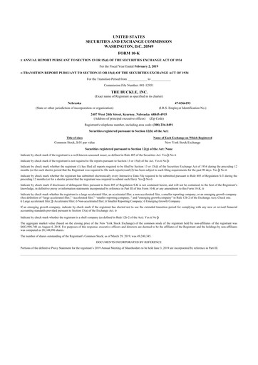 Thumbnail Buckle
 10-K Annual Report 2018